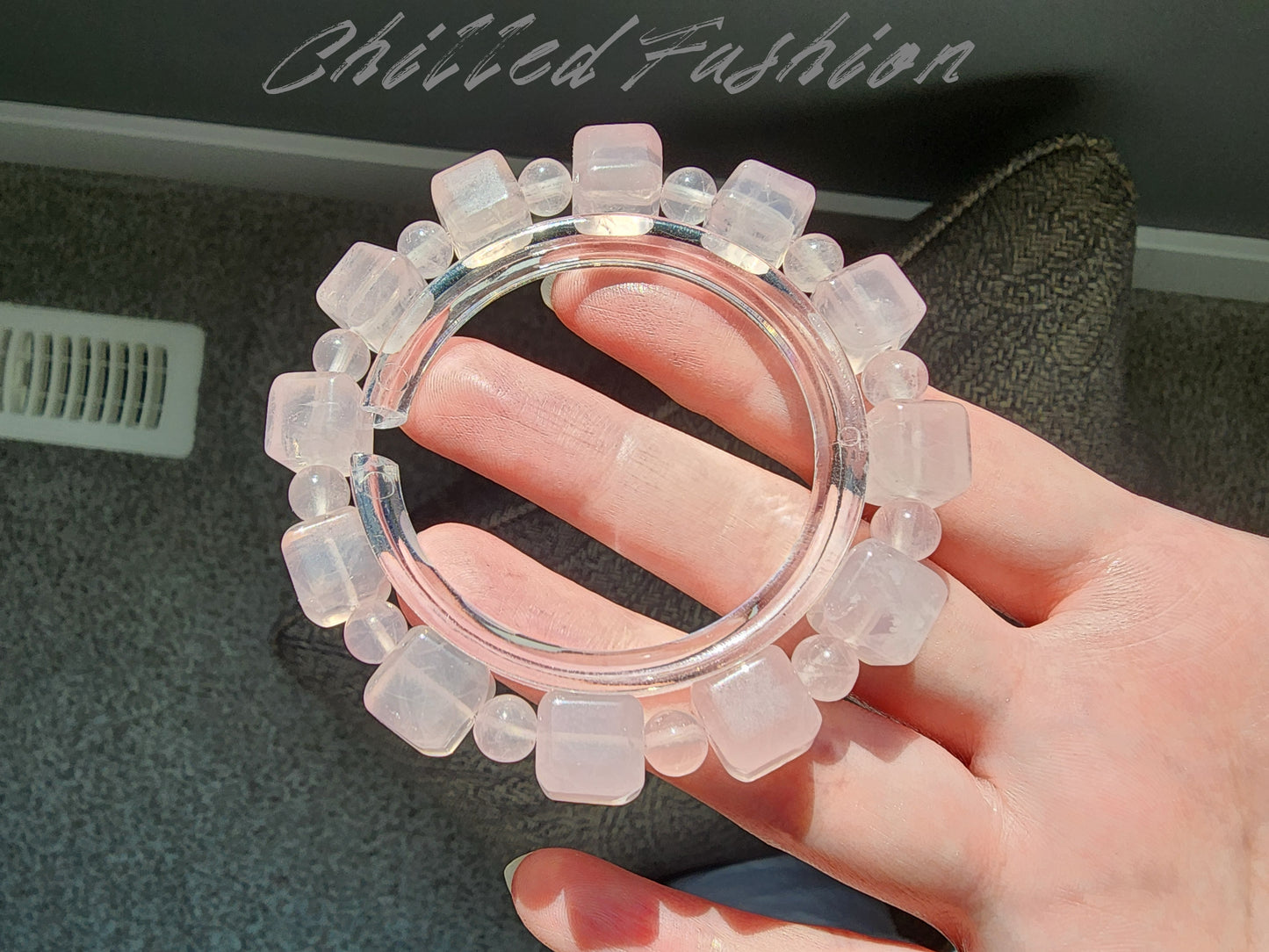 [Bracelet] Rose Quartz Bracelet with Square and Round Beads