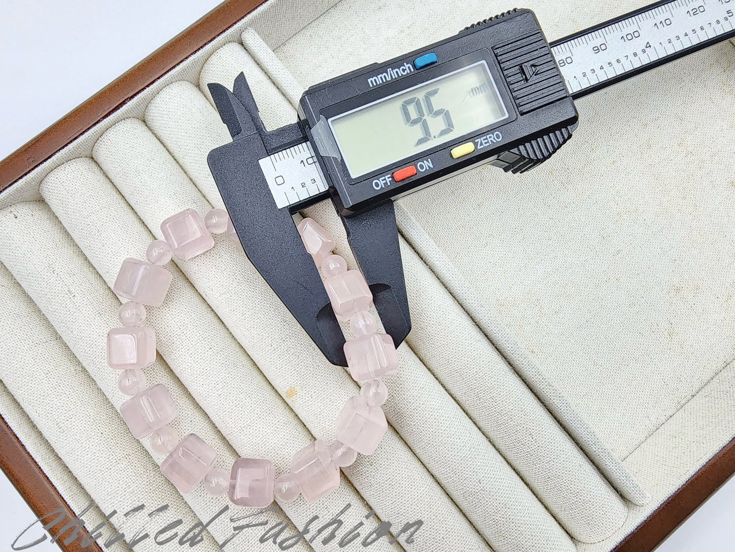 [Bracelet] Rose Quartz Bracelet with Square and Round Beads