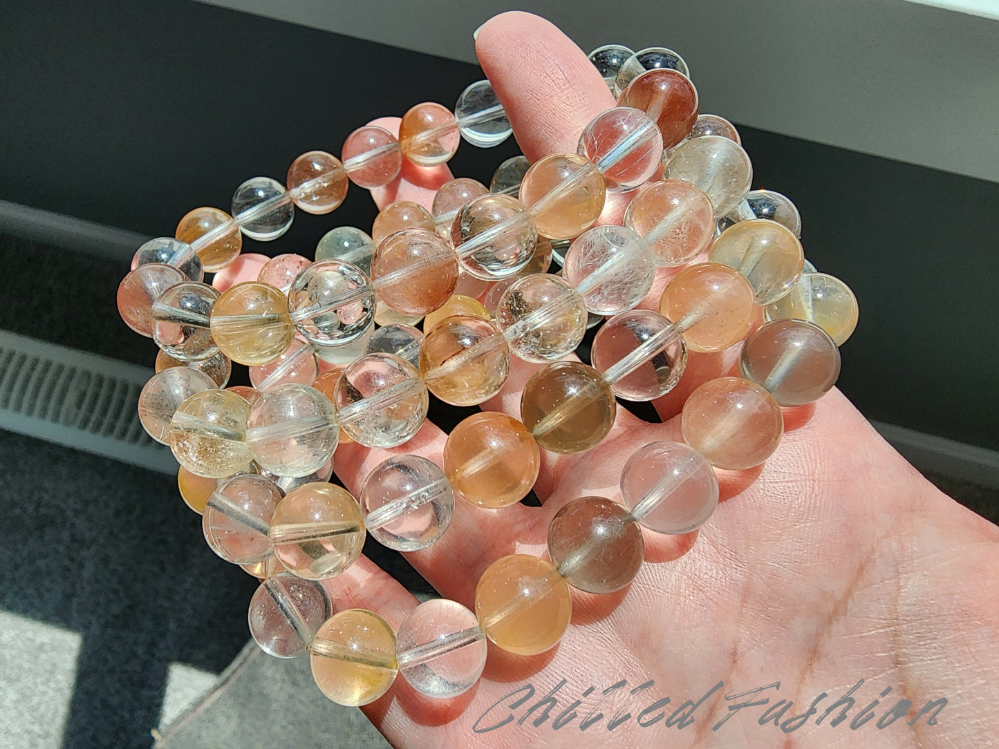 [Bracelet] 10mm Ice Cream Color Multicolored Rabbit Hair Quartz Bracelet
