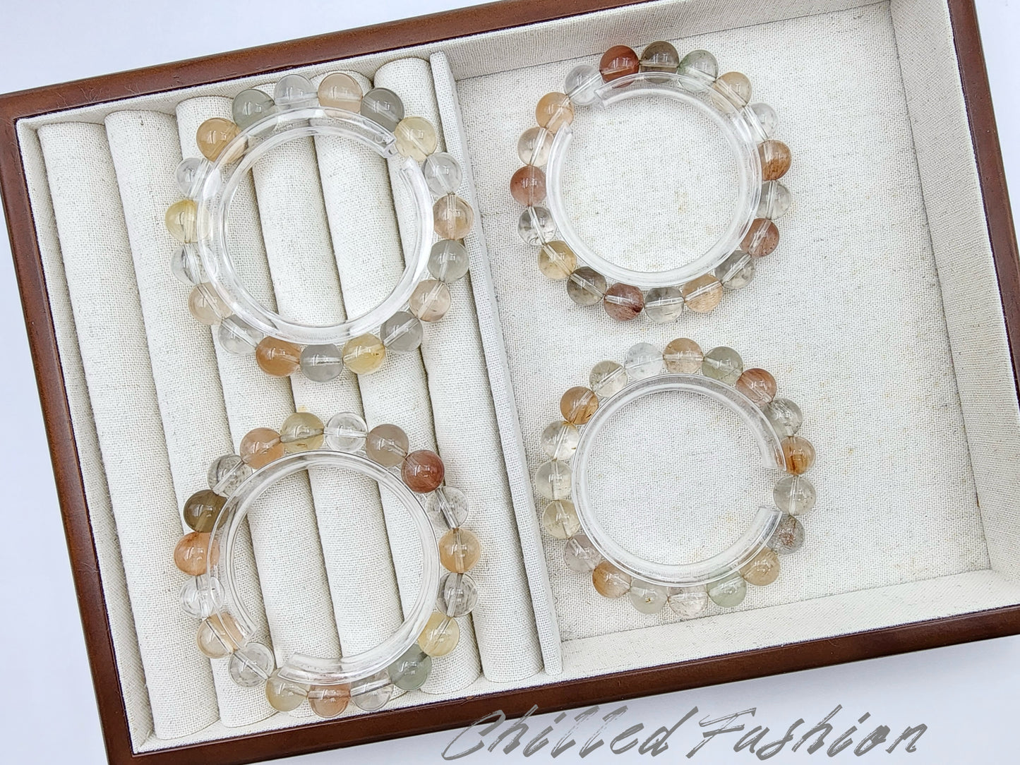 [Bracelet] 10mm Ice Cream Color Multicolored Rabbit Hair Quartz Bracelet