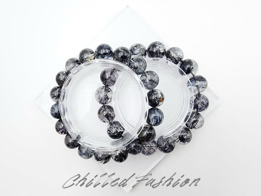 [Bracelet] Natural Black Herkimer-Style Quartz Bracelet