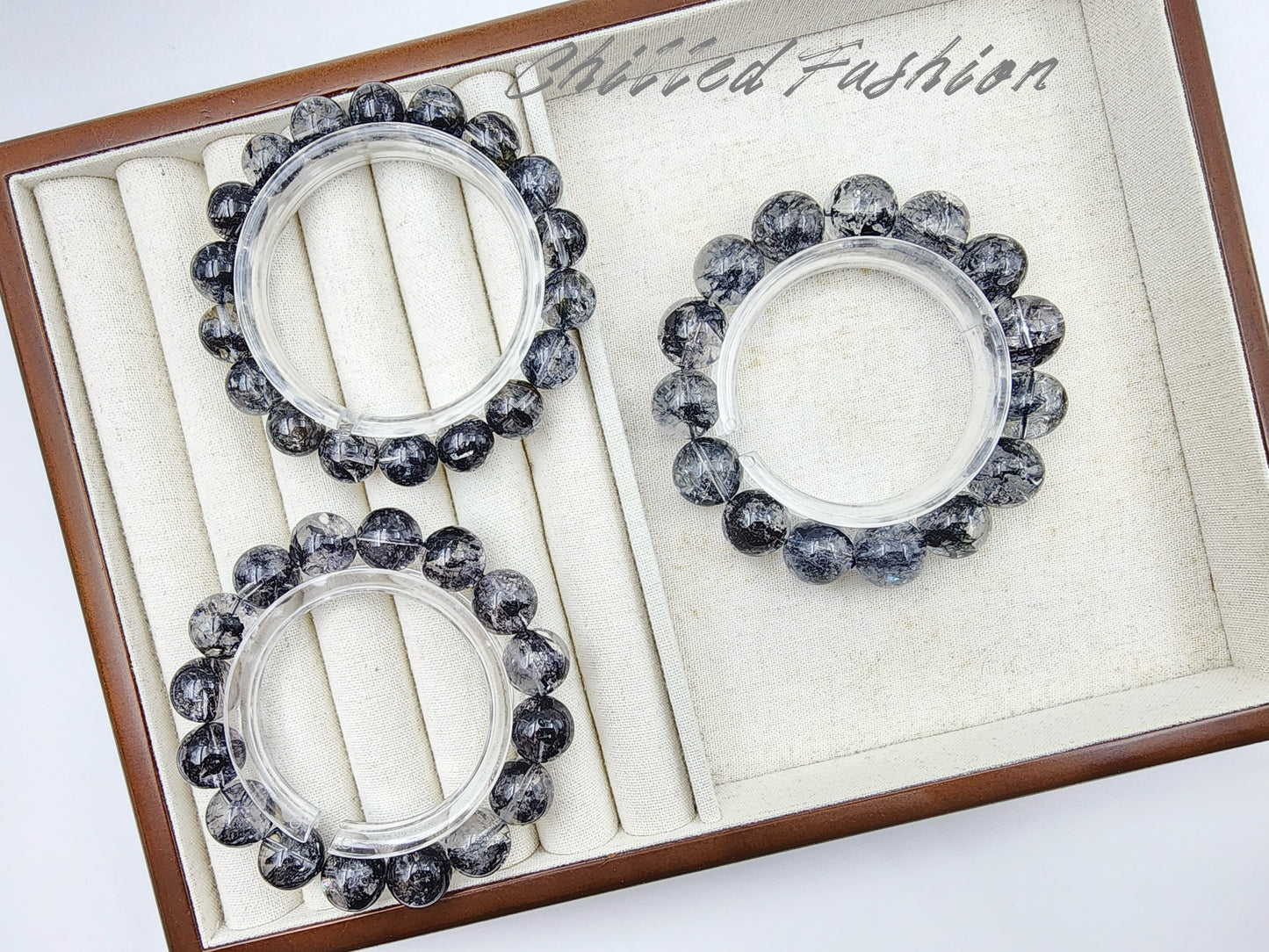 [Bracelet] Natural Black Herkimer-Style Quartz Bracelet