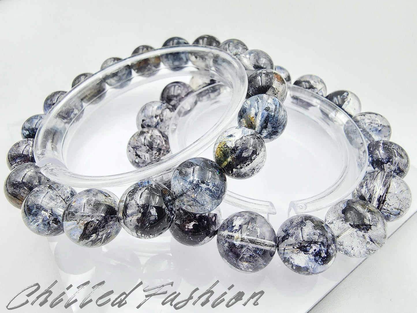 [Bracelet] Natural Black Herkimer-Style Quartz Bracelet