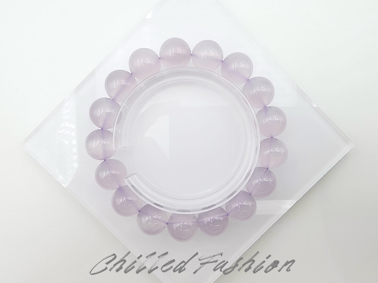 [Bracelet] 12mm Brazilian Purple Chalcedony Gemstone Bracelet