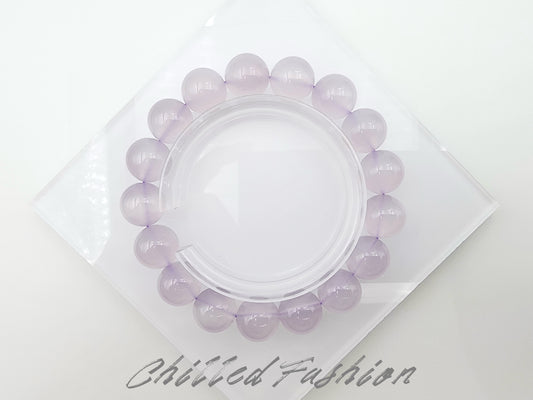 [Bracelet] 12mm Brazilian Purple Chalcedony Gemstone Bracelet