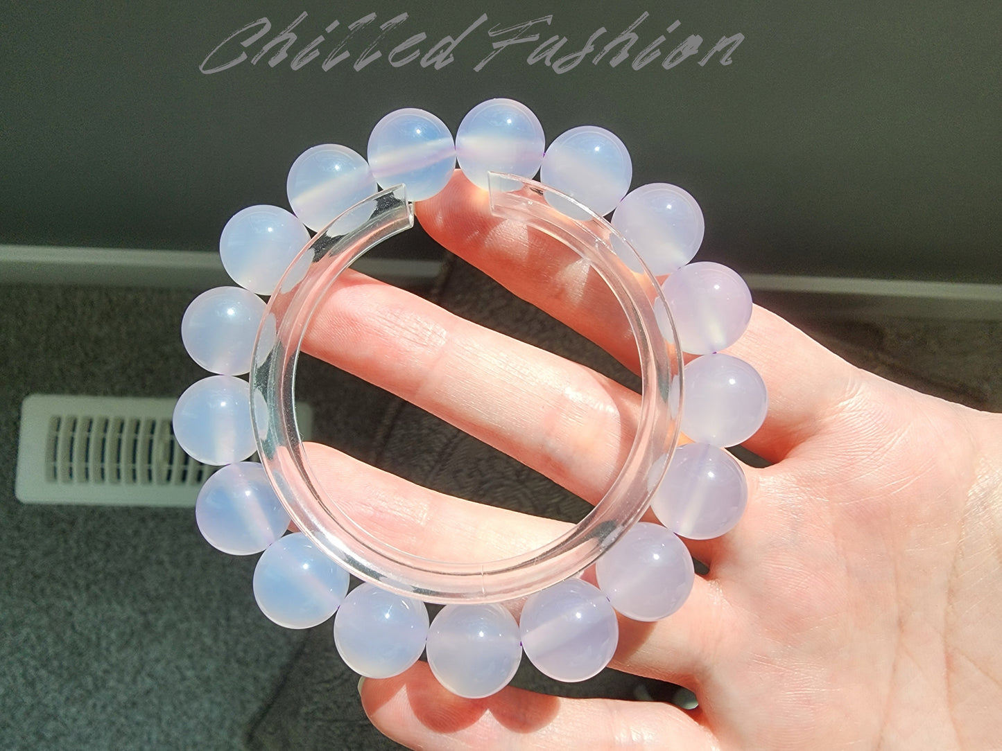 [Bracelet] 12mm Brazilian Purple Chalcedony Gemstone Bracelet