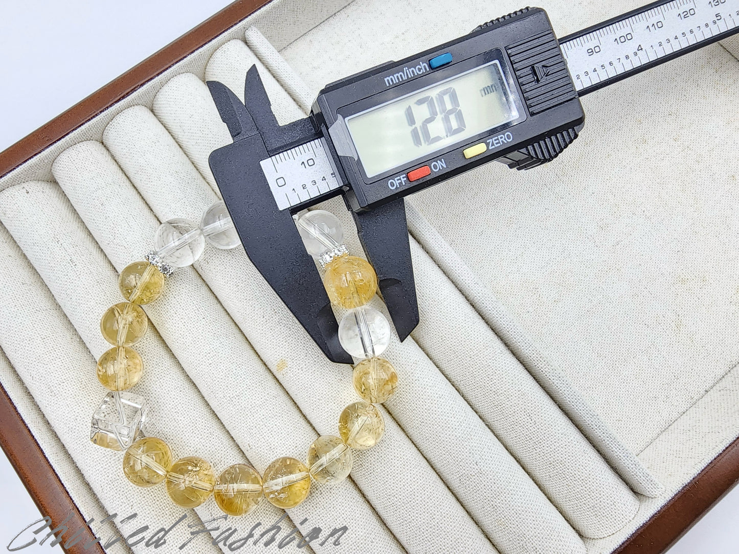 [Bracelet] Citrine & Clear Quartz Bracelet - 10.4mm to 12.8mm Beads