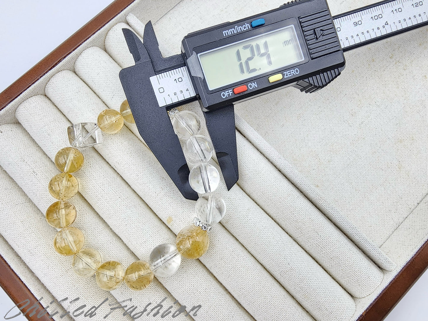 [Bracelet] Citrine & Clear Quartz Bracelet - 10.4mm to 12.8mm Beads