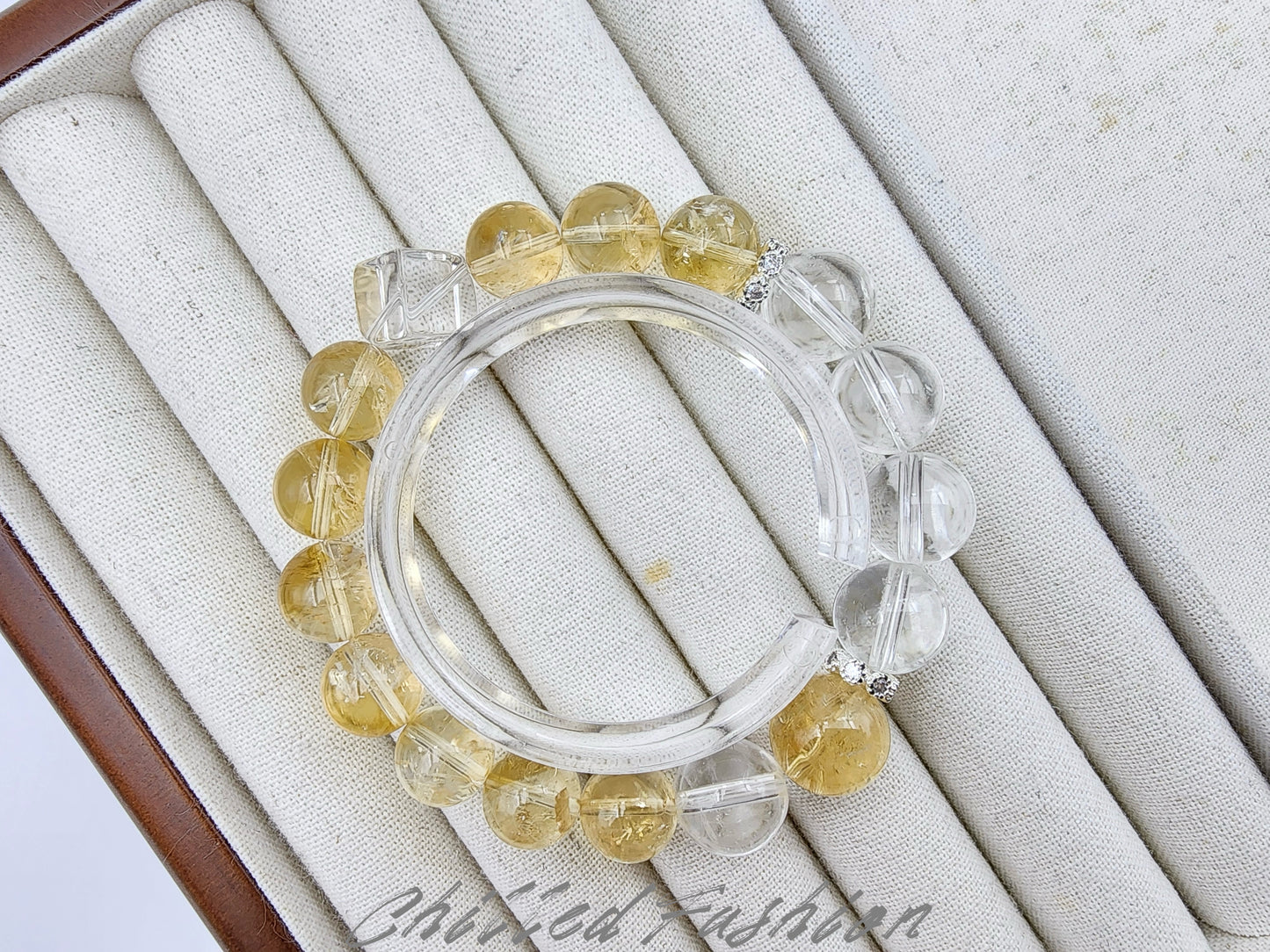 [Bracelet] Citrine & Clear Quartz Bracelet - 10.4mm to 12.8mm Beads