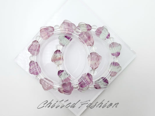 [Bracelet] Enchanted Hues: Handcrafted Fluorite Bracelets with Unique Rabbit Bead Accent