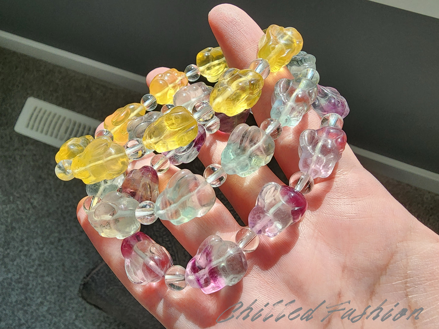 [Bracelet] Enchanted Hues: Handcrafted Fluorite Bracelets with Unique Rabbit Bead Accent