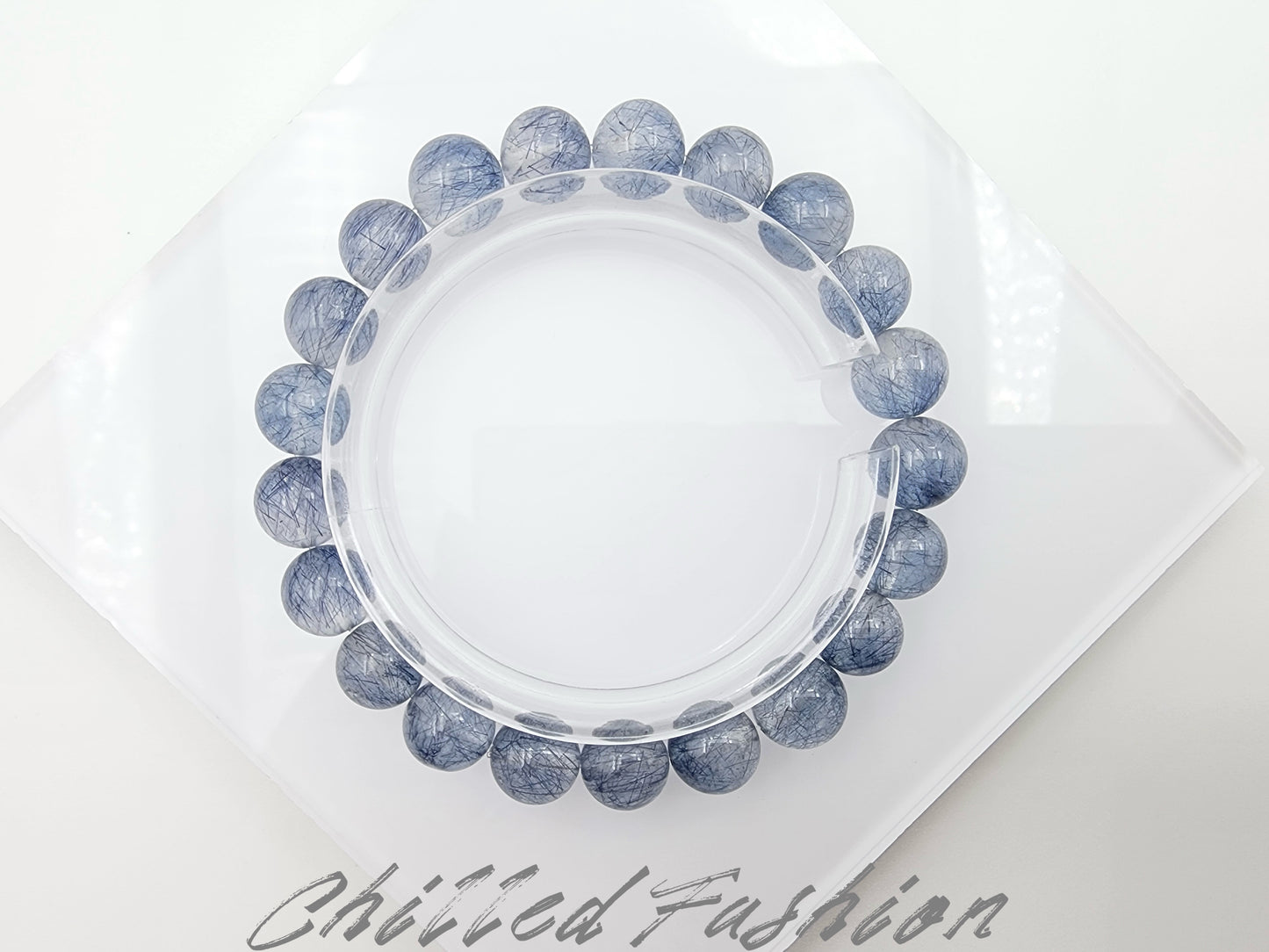 [Bracelet] 9mm Blue Rabbit Hair Quartz Bracelet