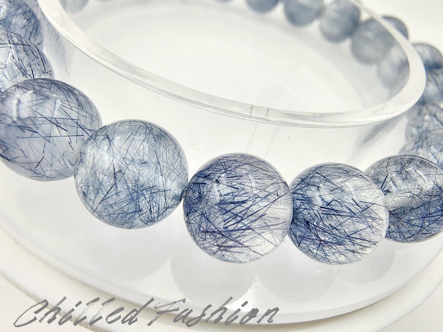 [Bracelet] 9mm Blue Rabbit Hair Quartz Bracelet