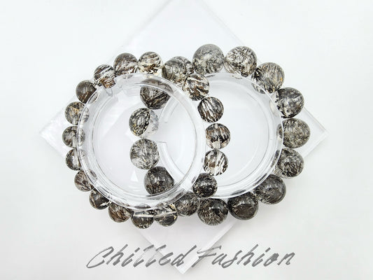 [Bracelet] Black Dendritic Quartz Bracelet