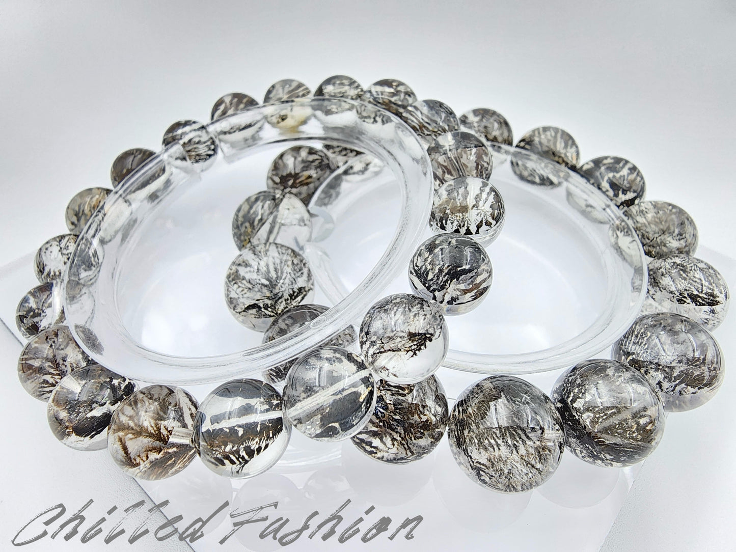 [Bracelet] Black Dendritic Quartz Bracelet