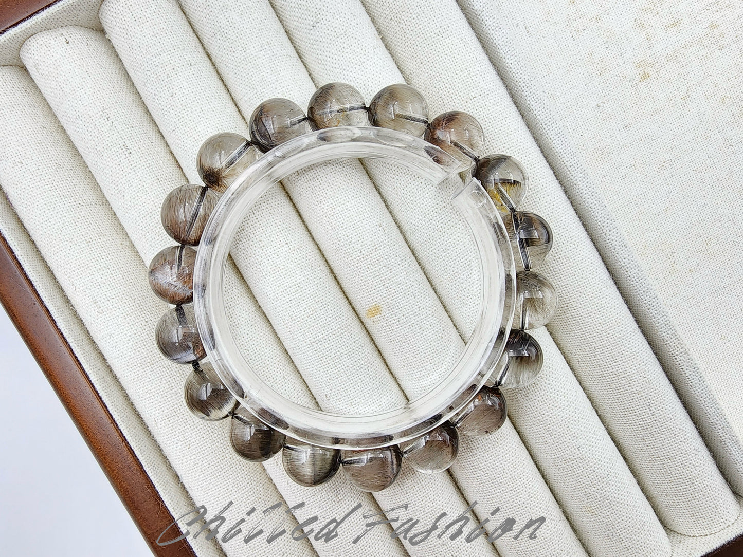 [Bracelet] 11mm Coffee-Brown Silver Brookite Quartz Bracelet