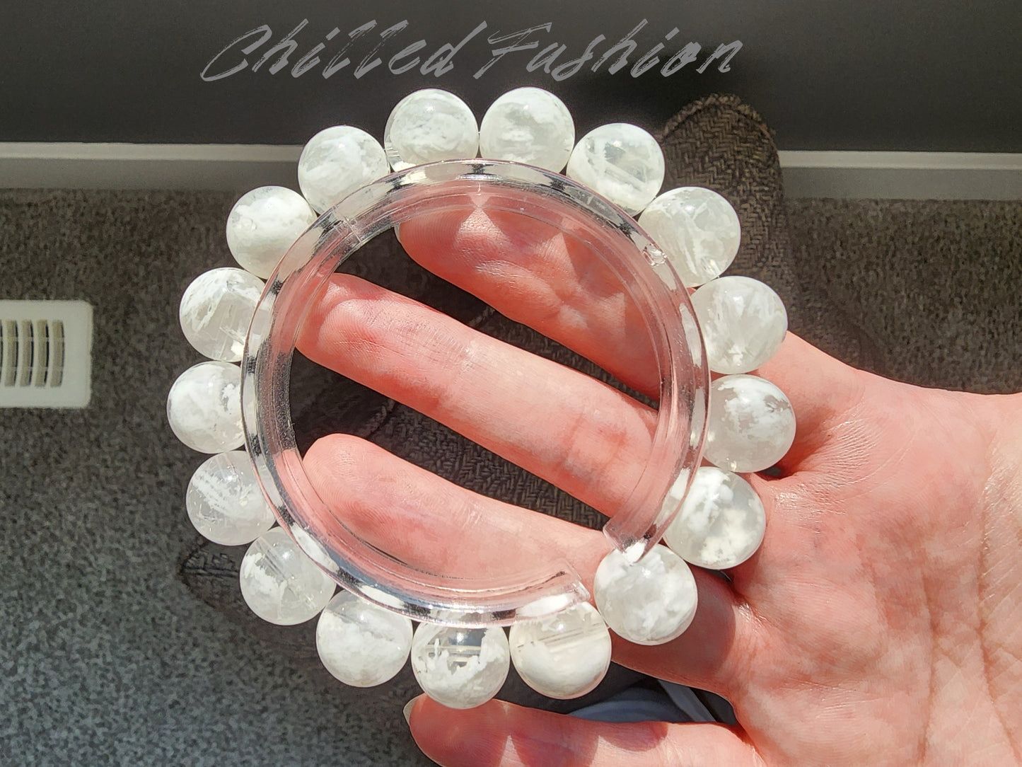 [Bracelet] 13mm Snowflake Phantom Quartz Bracelet