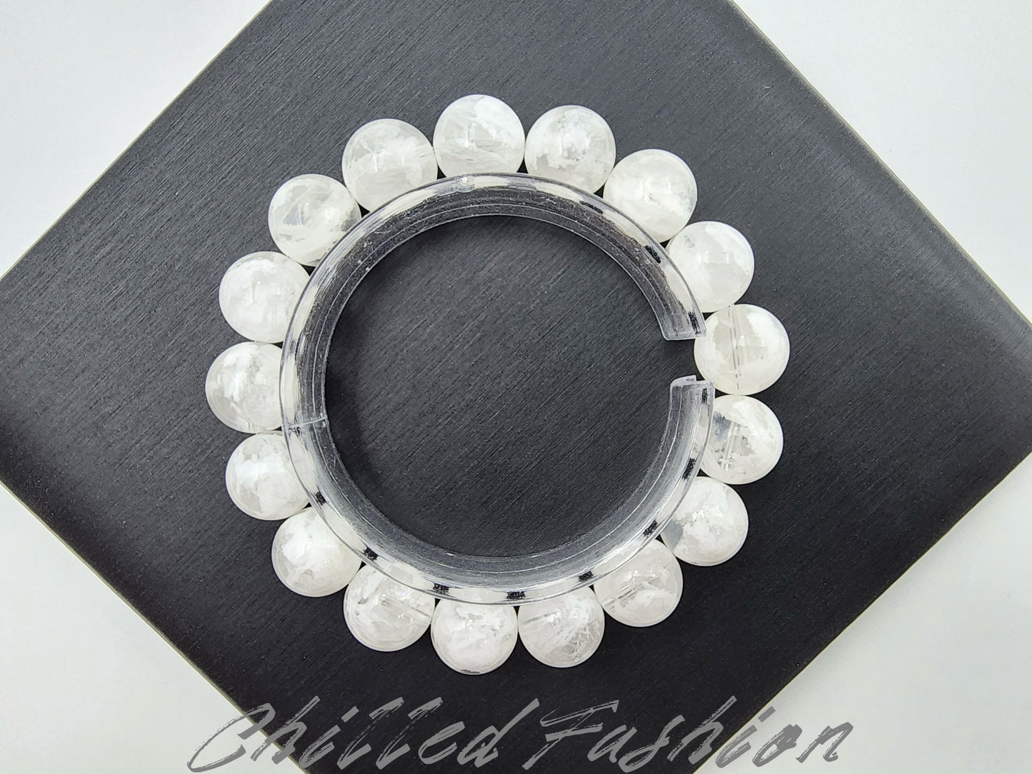 [Bracelet] 13mm Snowflake Phantom Quartz Bracelet