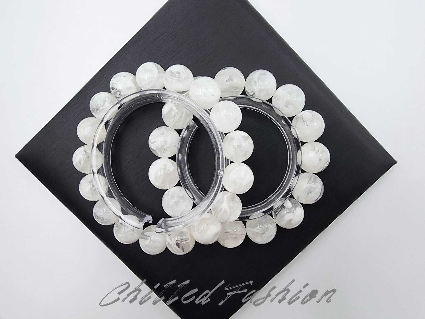 [Bracelet] 13mm Snowflake Phantom Quartz Bracelet