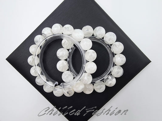 [Bracelet] 13mm Snowflake Phantom Quartz Bracelet