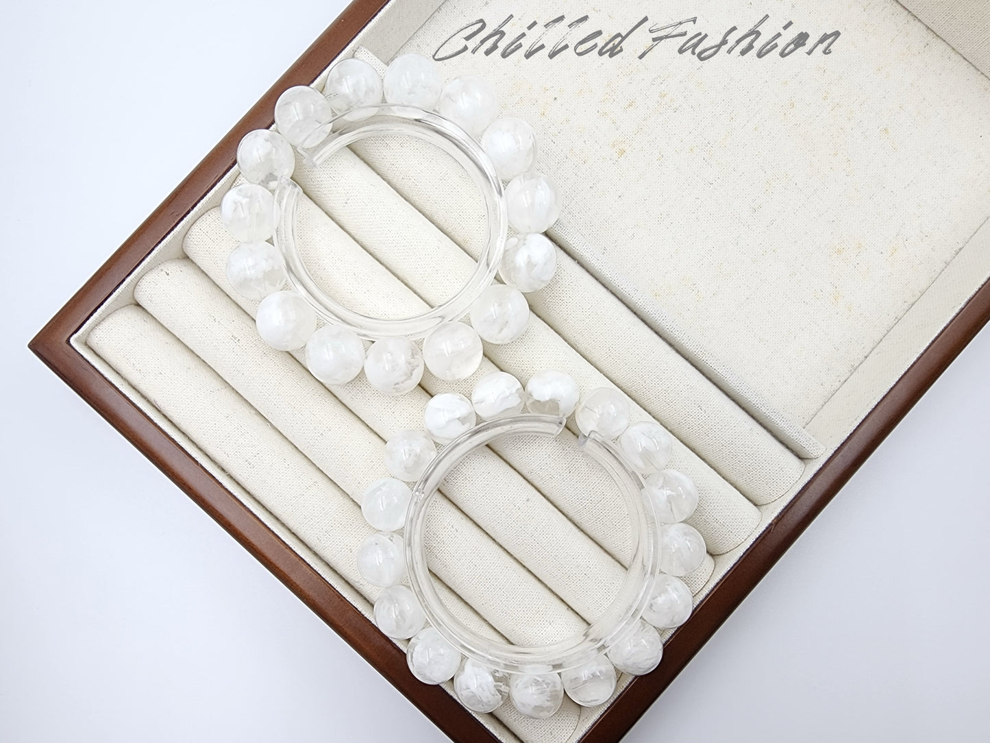 [Bracelet] 13mm Snowflake Phantom Quartz Bracelet