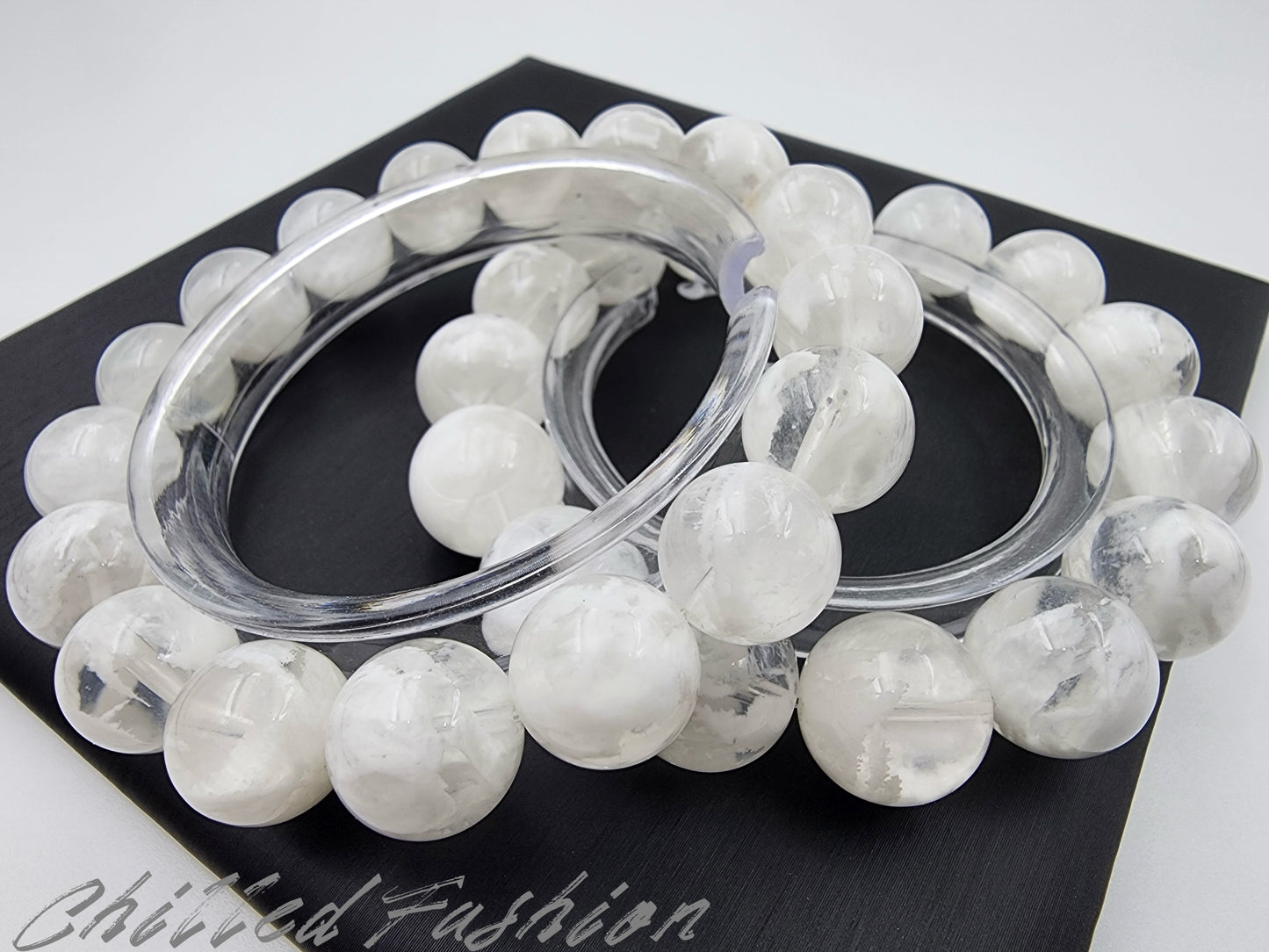 [Bracelet] 13mm Snowflake Phantom Quartz Bracelet