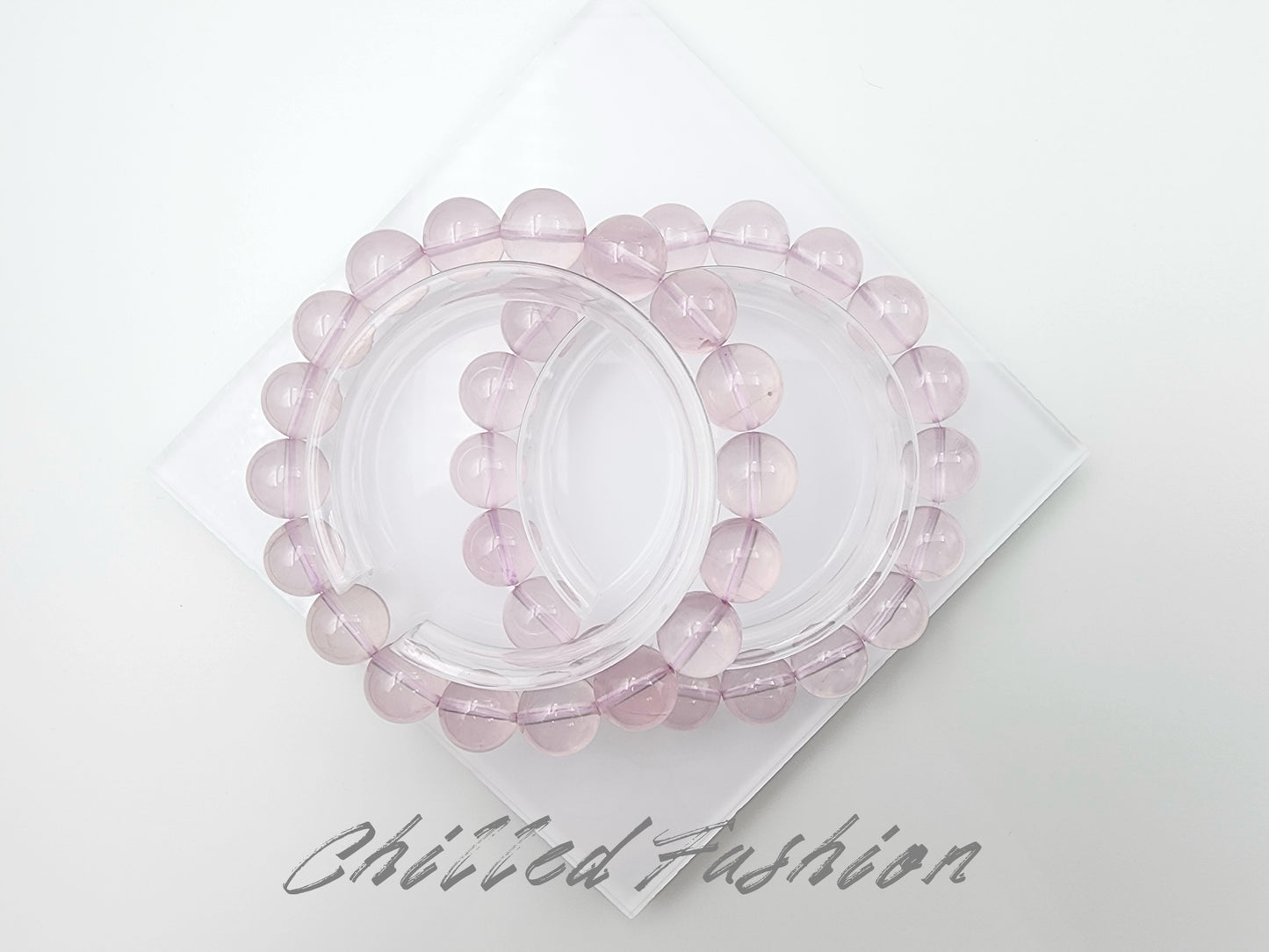 [Bracelet] 11mm Purple-Toned Mozambique Rose Quartz Bracelet