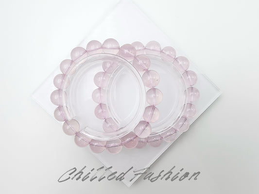 [Bracelet] 11mm Purple-Toned Mozambique Rose Quartz Bracelet