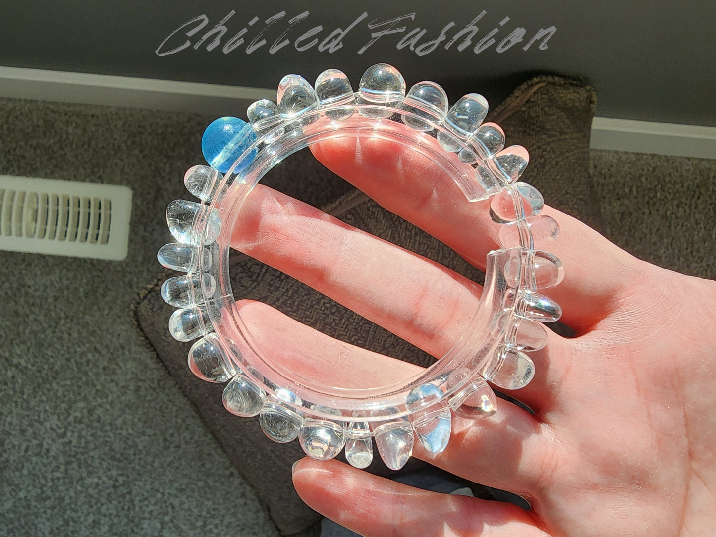 [Bracelet] Aquamarine and Clear Quartz Chip Bead Bracelet