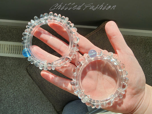 [Bracelet] Aquamarine and Clear Quartz Chip Bead Bracelet