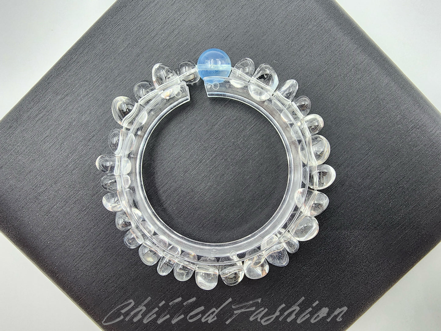 [Bracelet] Aquamarine and Clear Quartz Chip Bead Bracelet