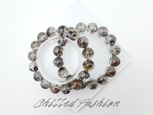 [Bracelet] Brazilian Thorn Rose Skeletal Herkimer Quartz Bracelet