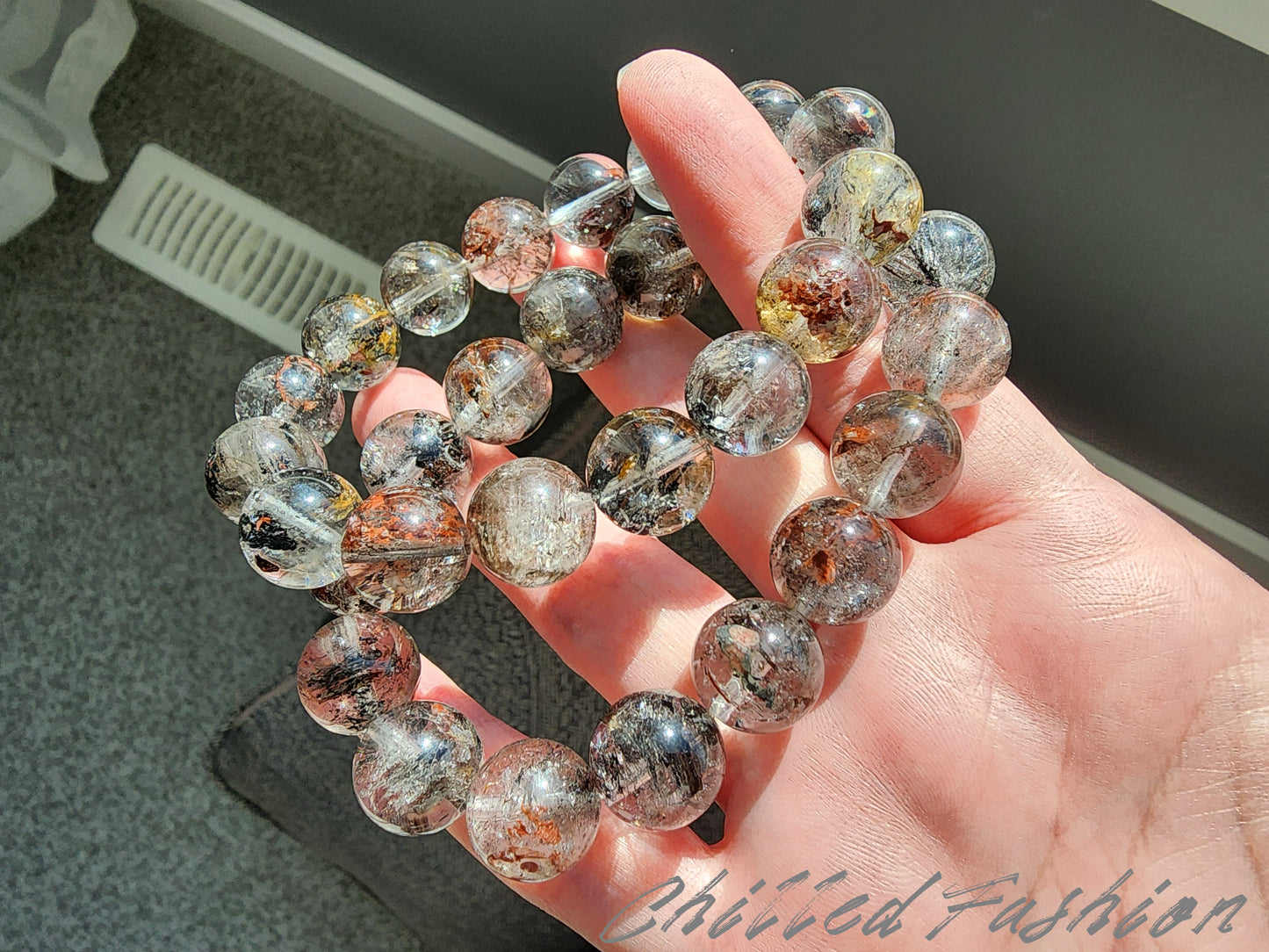 [Bracelet] Brazilian Thorn Rose Skeletal Herkimer Quartz Bracelet