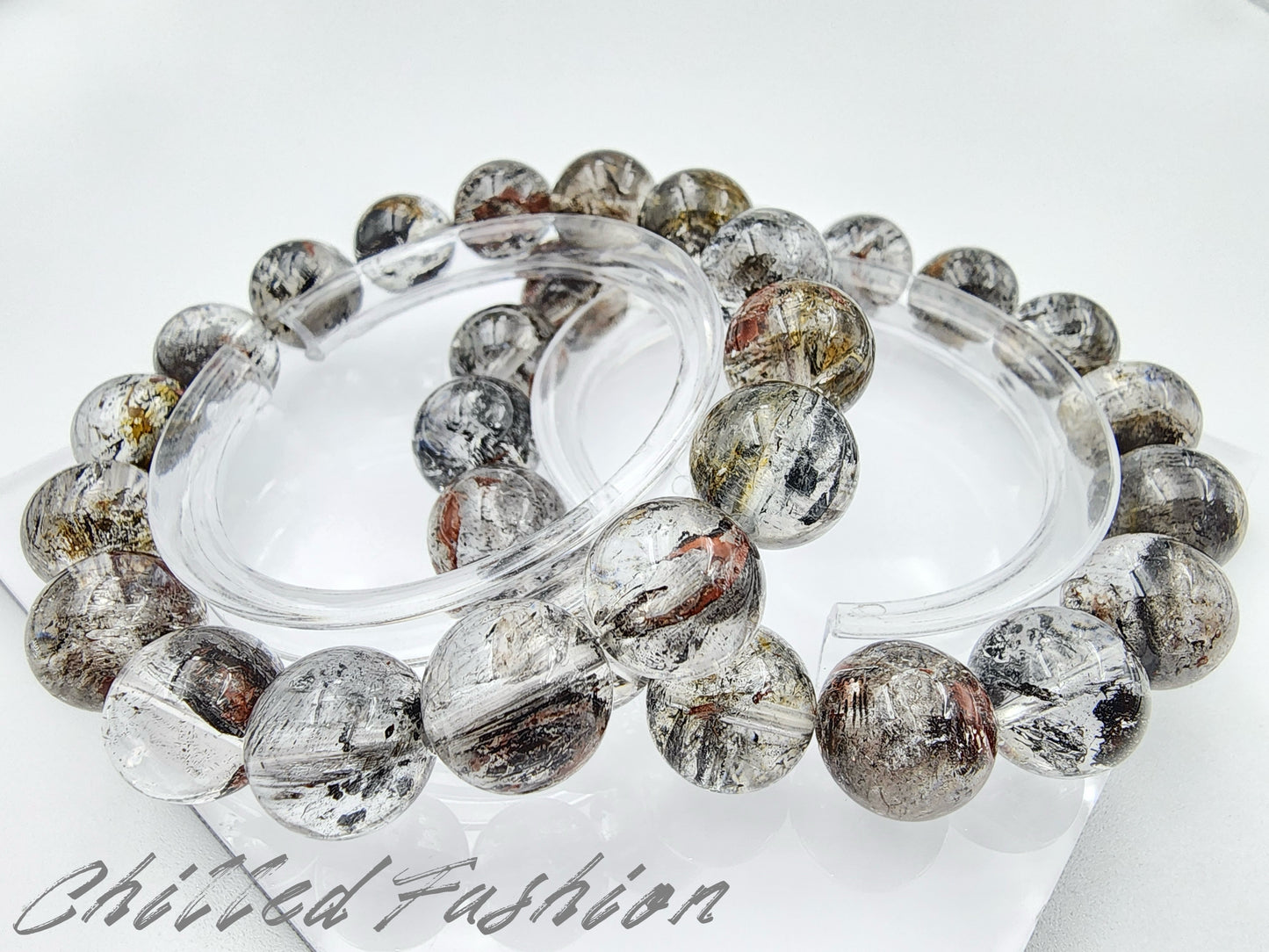 [Bracelet] Brazilian Thorn Rose Skeletal Herkimer Quartz Bracelet