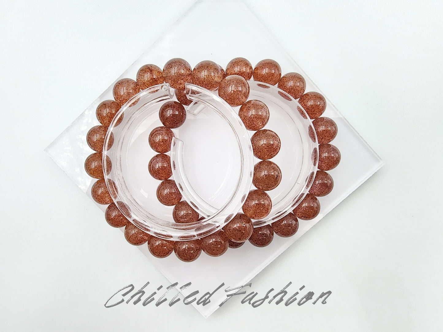 [Bracelet] 10mm Orange-Toned Strawberry Quartz Bracelet