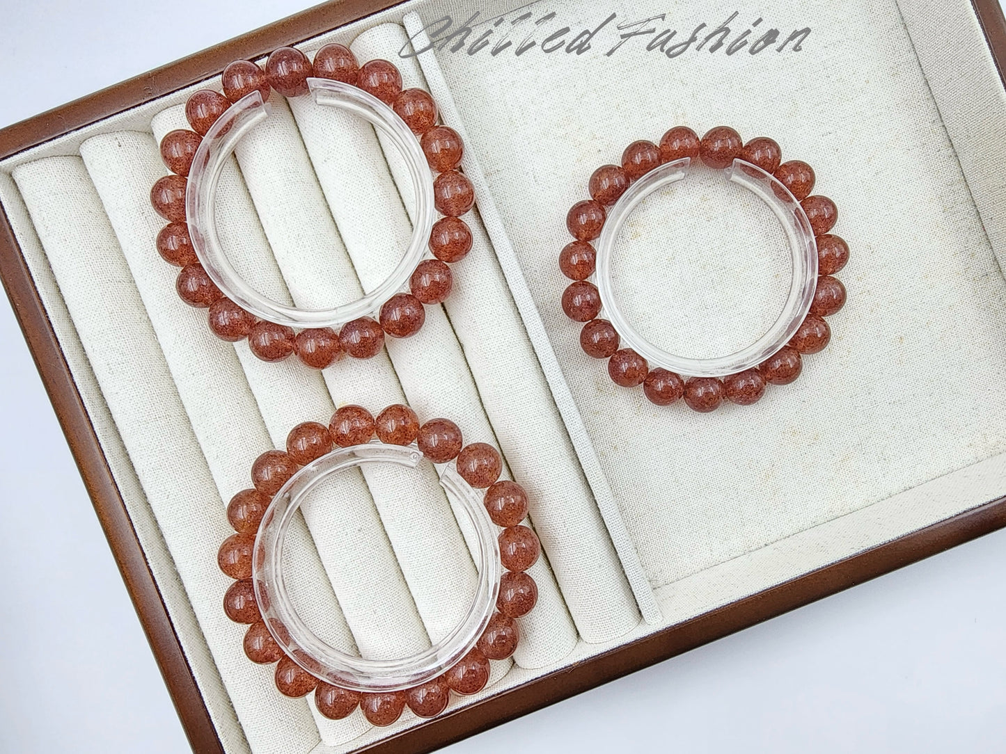[Bracelet] 10mm Orange-Toned Strawberry Quartz Bracelet