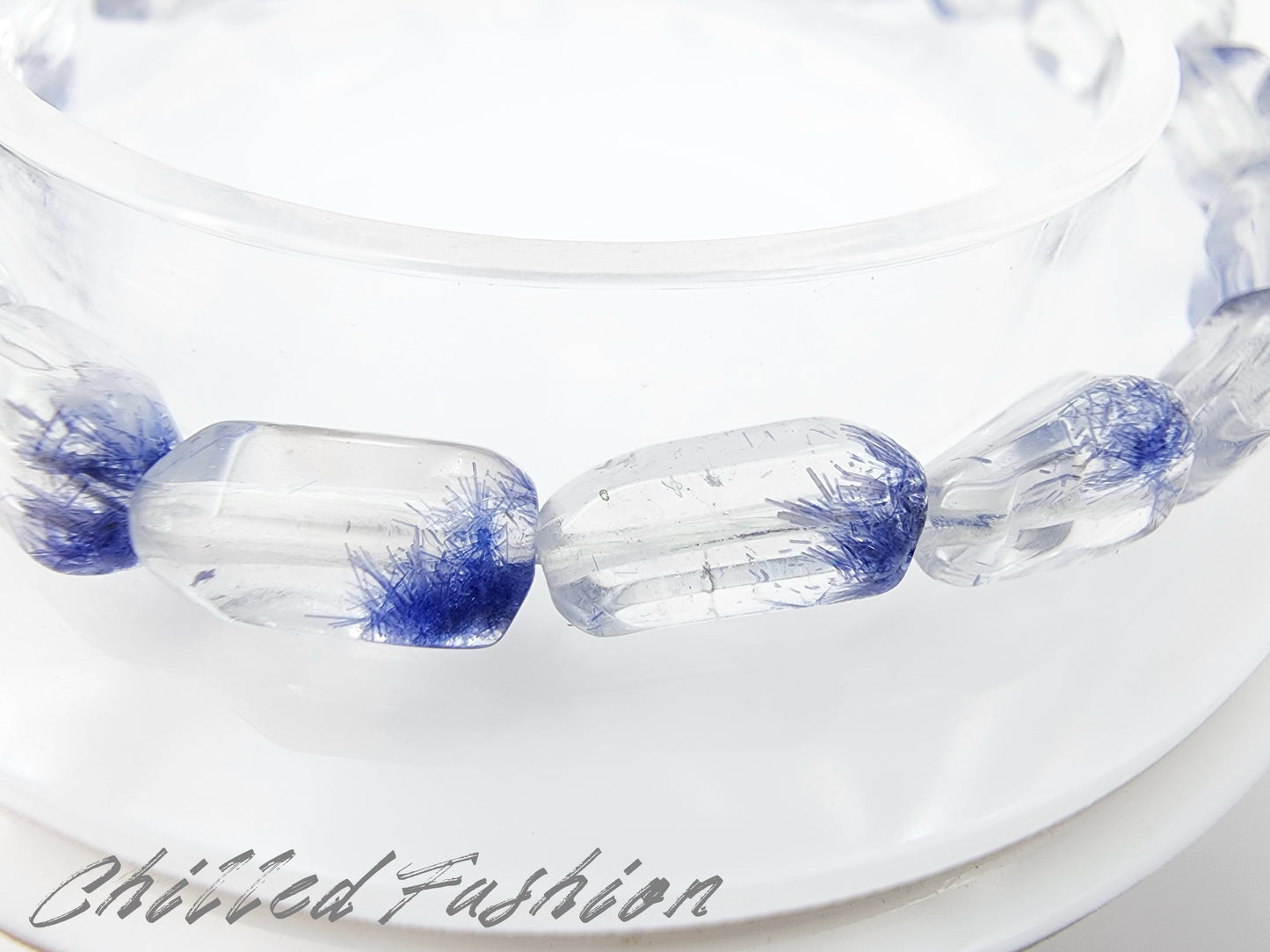 [Bracelet] Dumortierite-in-Quartz Bracelet