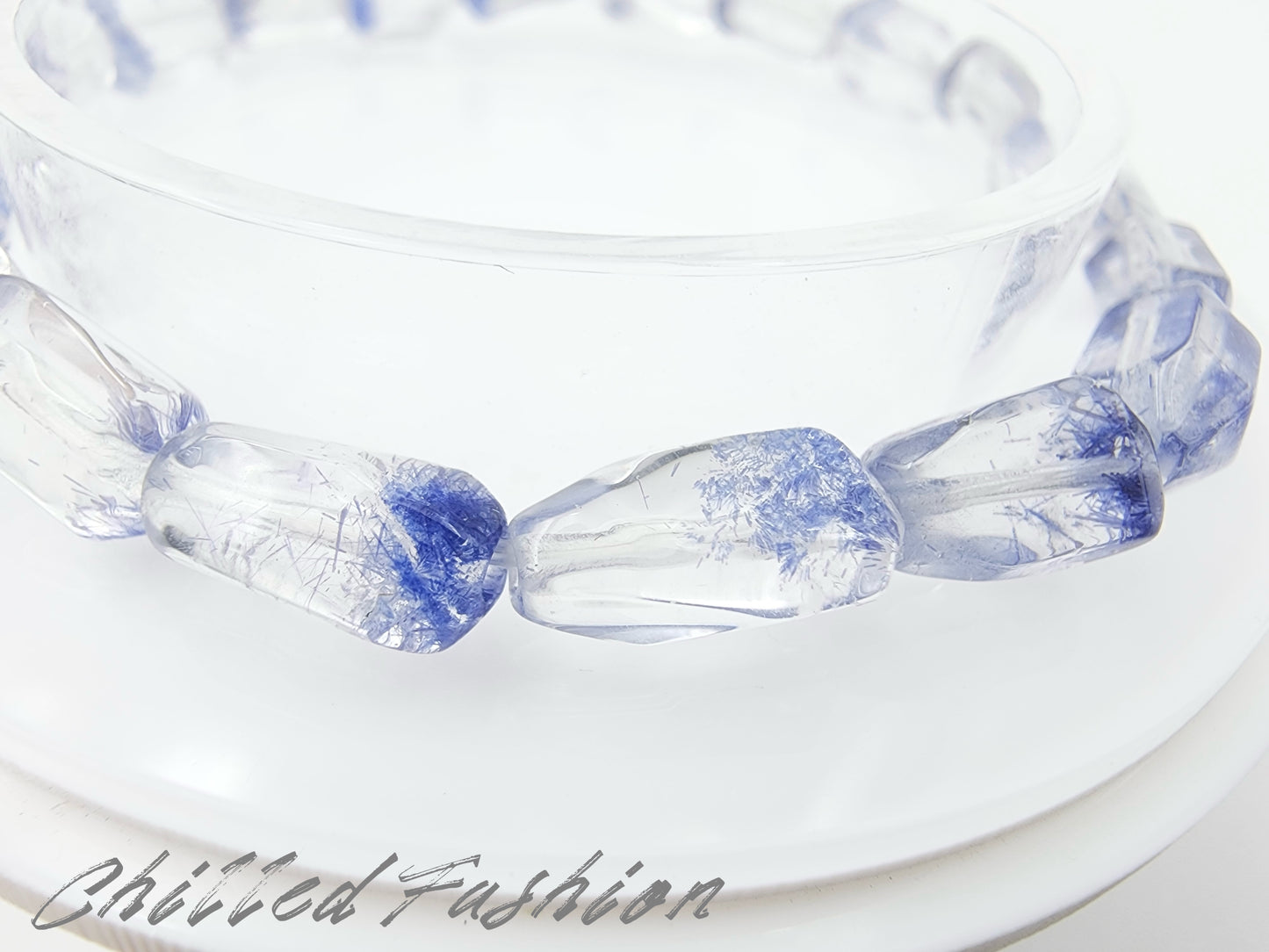 [Bracelet] Dumortierite-in-Quartz Bracelet