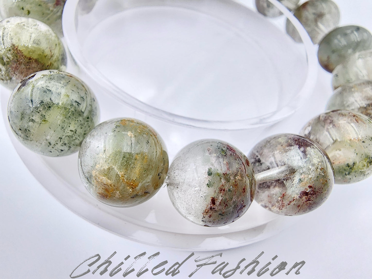 [Bracelet] 13mm Mossland Phantom Quartz Bracelet