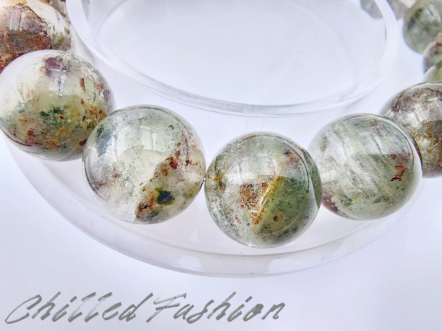 [Bracelet] 13mm Mossland Phantom Quartz Bracelet