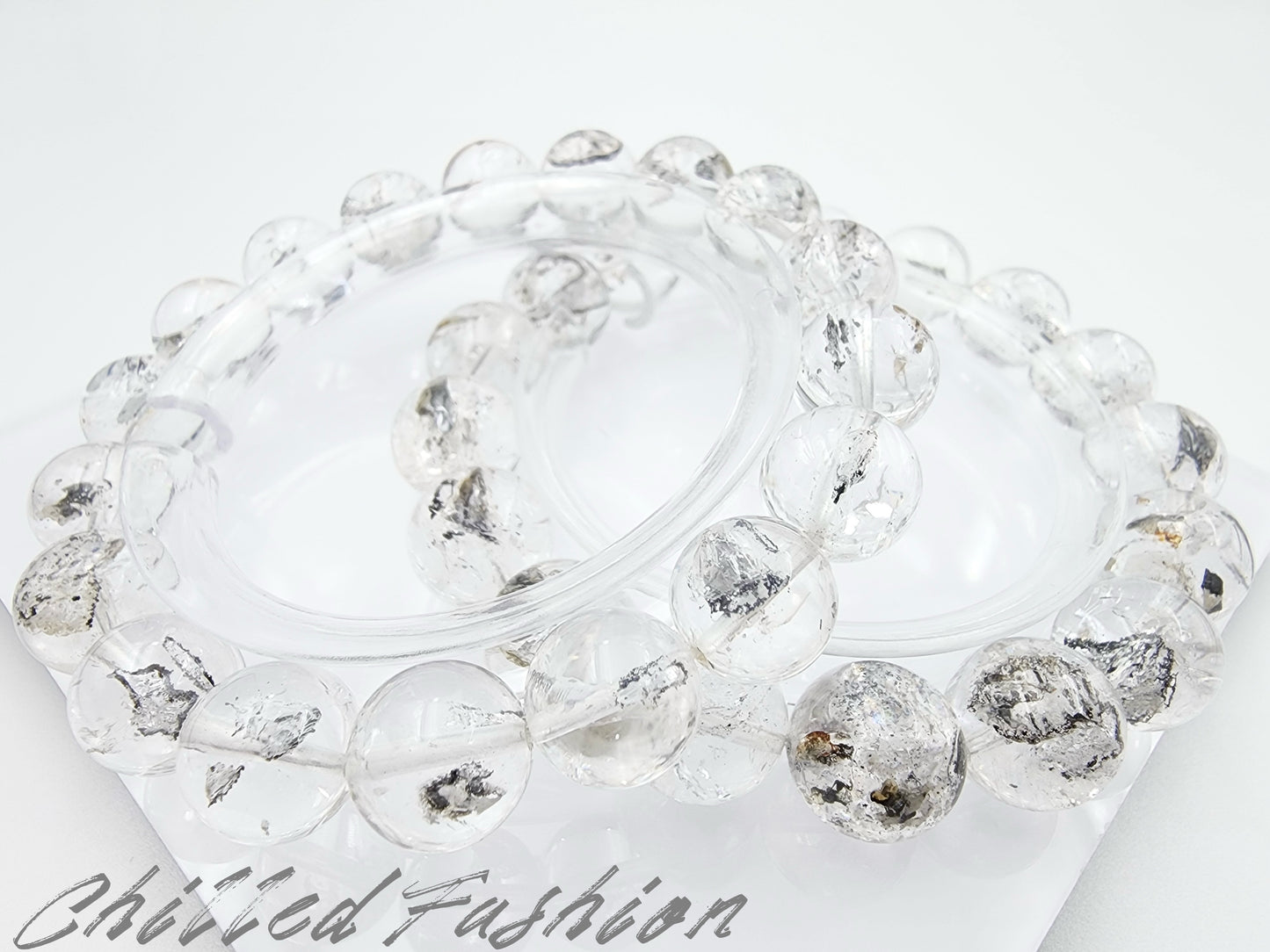 [Bracelet] Brazilian Herkimer Quartz Bracelet with Black Hematite