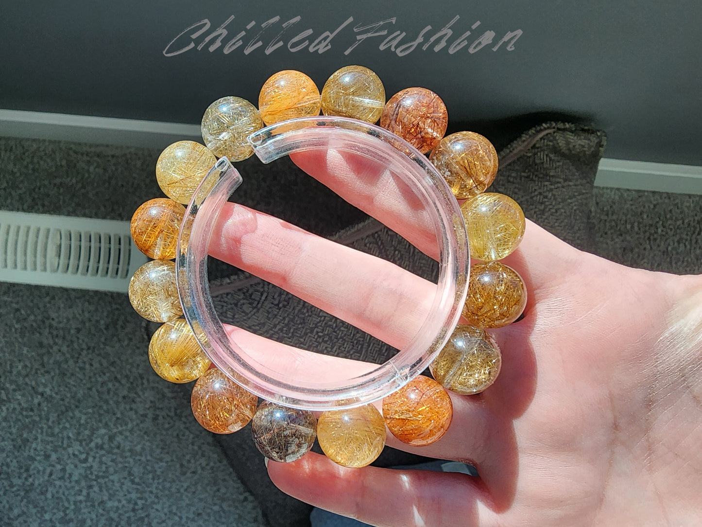 [Bracelet] 14mm Multicolor Rutilated Quartz Bracelet