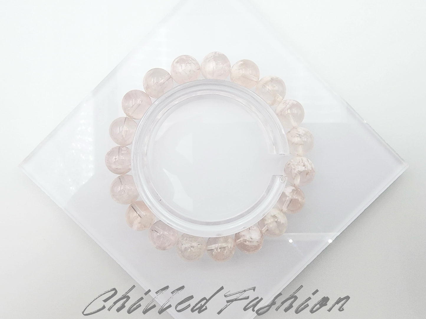[Bracelet] 10mm Pink Snowflake Phantom Quartz Bracelet
