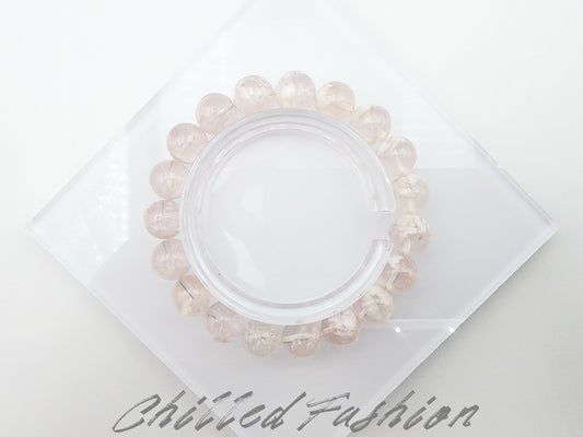 [Bracelet] 10mm Pink Snowflake Phantom Quartz Bracelet