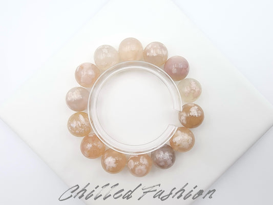 [Bracelet] 15mm Cherry Blossom Agate Bracelet