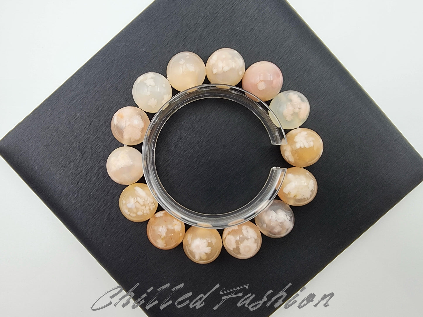 [Bracelet] 15mm Cherry Blossom Agate Bracelet