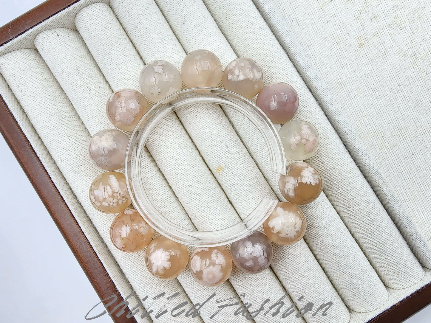[Bracelet] 15mm Cherry Blossom Agate Bracelet