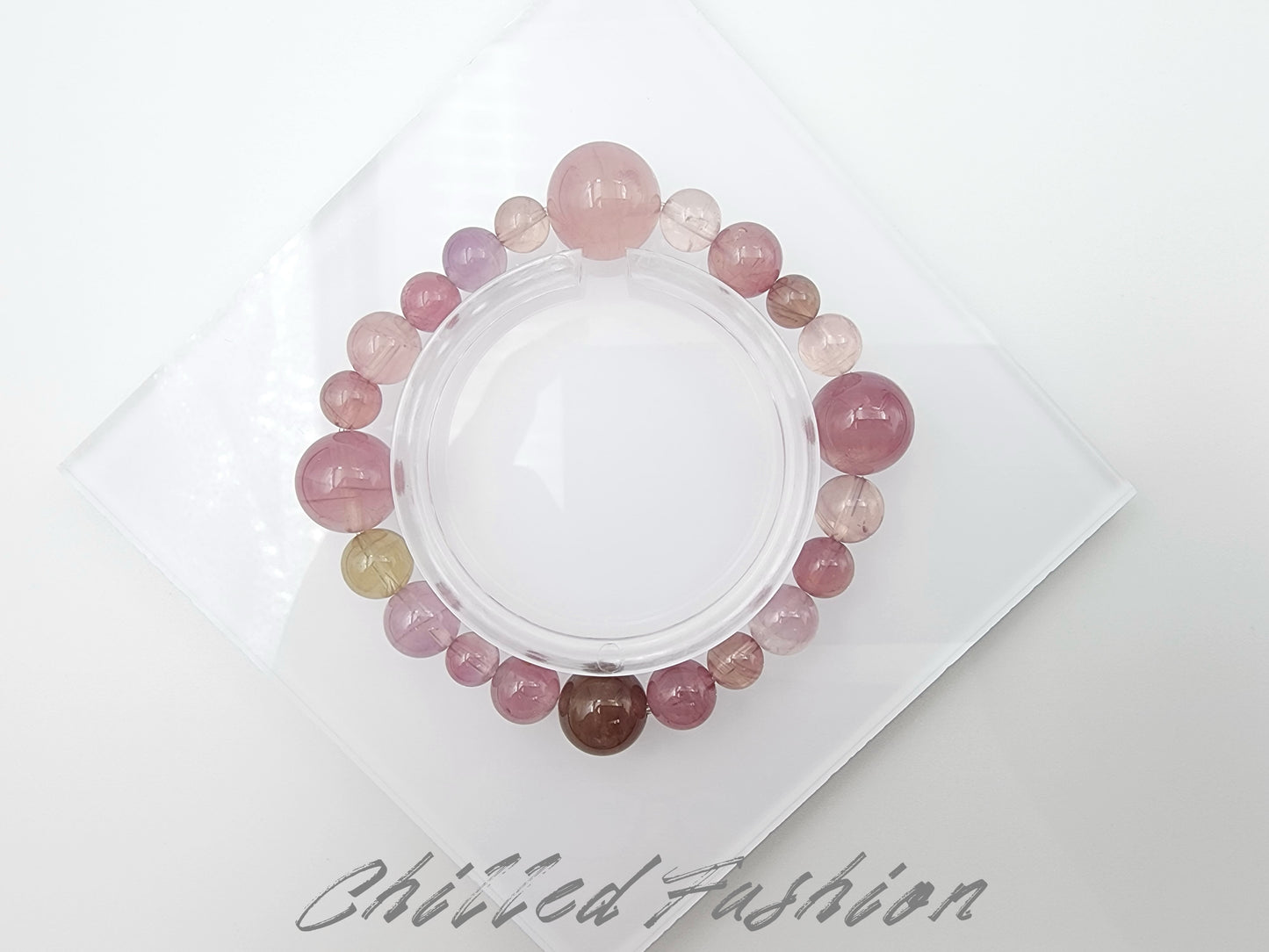 [Bracelet] Madagascar Rose Quartz Bracelet - 6.4mm to 13.8mm Beaads
