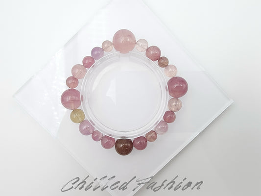 [Bracelet] Madagascar Rose Quartz Bracelet - 6.4mm to 13.8mm Beaads