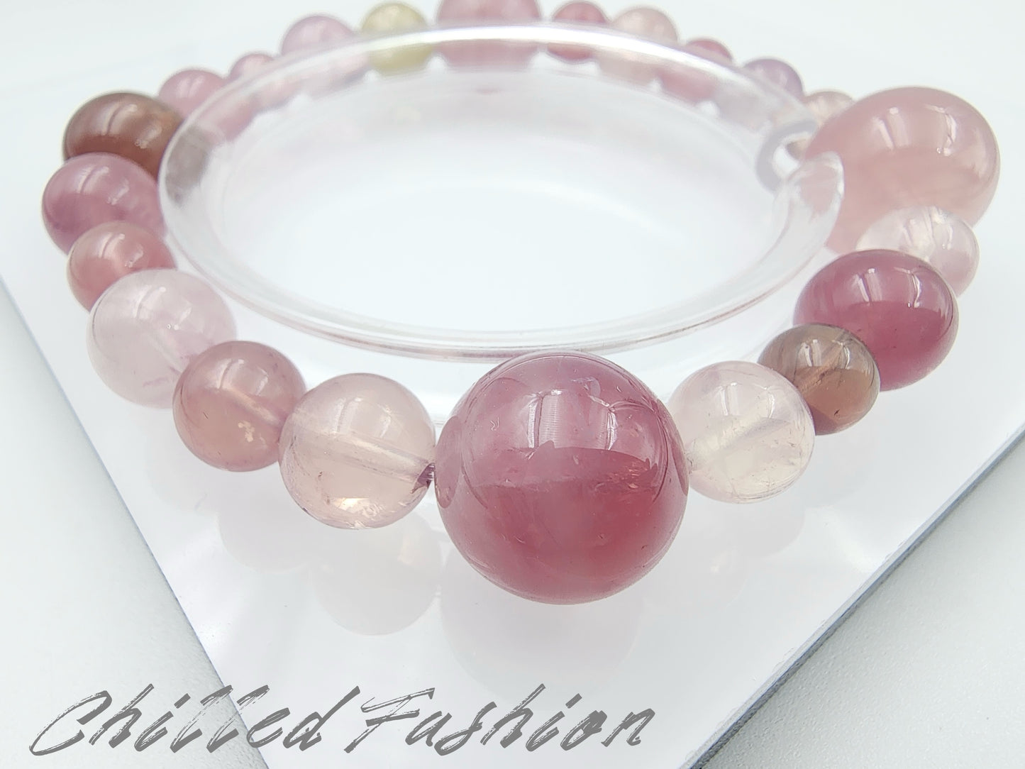 [Bracelet] Madagascar Rose Quartz Bracelet - 6.4mm to 13.8mm Beaads